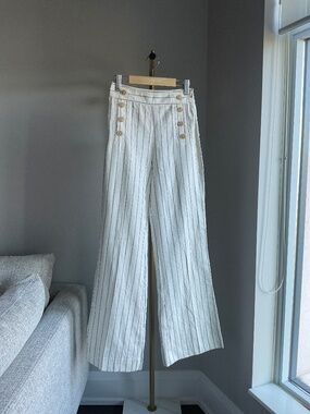 Derek Lam 10 Crosby Linen & Cotton Striped Sailor Flare Pants